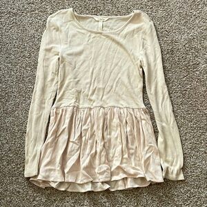 Matilda Jane Thermal Peplum Cream Oh So Nice Blouse Size Small Preowned